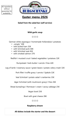 Easter menu